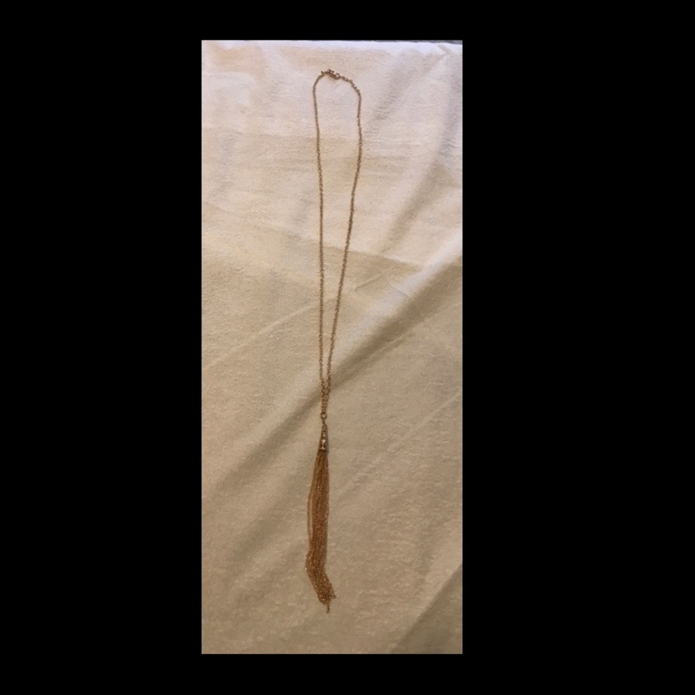 Long Gold Tone Tassel Necklace